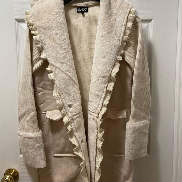 NADO Faux Shearling Sweater Coat style 1173 White - Picture 2 of 3